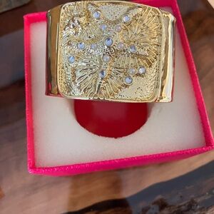 Lilly Pulitzer Sea Treasure Gold Cuff Bracelet with Crystal Accents